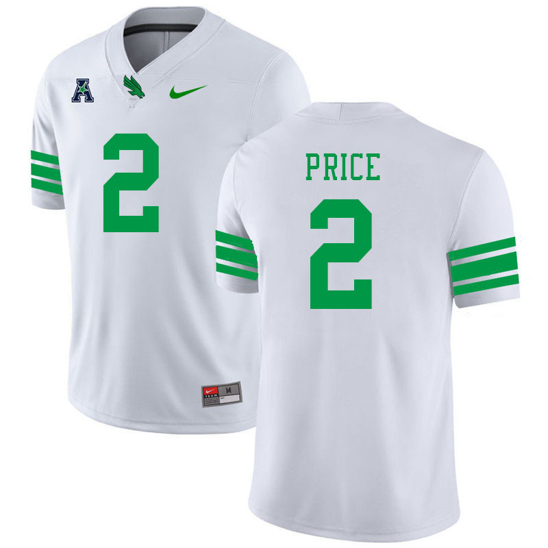 #2 Juwaun Price North Texas Mean Green College Football Jerseys Stitched-White